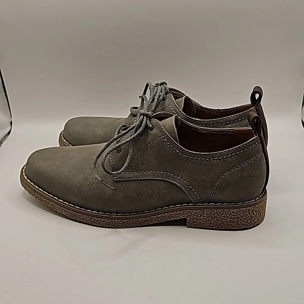 Deer Stags Zander Plain Toe Oxford Grey Faux Leather boys size 2